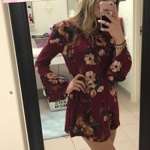 Blu Pepper Maroon Floral Dress